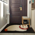 Novelty Cat Pattern Carpet Red and Black Polyester Washable Pet-Friendly Area Rug for Decoration