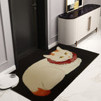 Novelty Cat Pattern Carpet Red and Black Polyester Washable Pet-Friendly Area Rug for Decoration