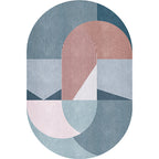 Gray and Blue Bedroom Carpet Novelty Color Block Stripe Pattern Area Rug Polyester Pet Friendly Rug