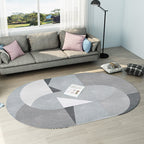 Gray and Blue Bedroom Carpet Novelty Color Block Stripe Pattern Area Rug Polyester Pet Friendly Rug