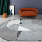 Gray and Blue Bedroom Carpet Novelty Color Block Stripe Pattern Area Rug Polyester Pet Friendly Rug