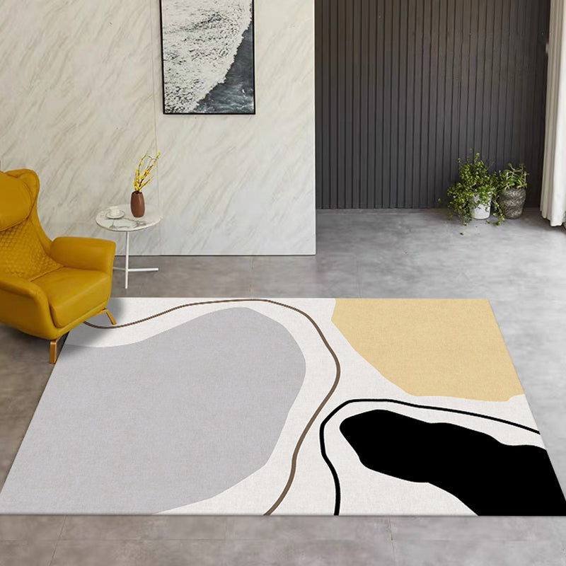 Novelty Abstract Area Rug Beige Polyester Rug Non-Slip Back Washable Pet Friendly Area Rug for Living Room