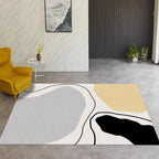 Novelty Abstract Area Rug Beige Polyester Rug Non-Slip Back Washable Pet Friendly Area Rug for Living Room