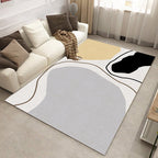 Novelty Abstract Area Rug Beige Polyester Rug Non-Slip Back Washable Pet Friendly Area Rug for Living Room