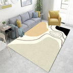Novelty Abstract Area Rug Beige Polyester Rug Non-Slip Back Washable Pet Friendly Area Rug for Living Room