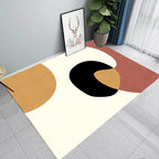 Novelty Abstract Area Rug Beige Polyester Rug Non-Slip Back Washable Pet Friendly Area Rug for Living Room