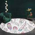 Shaded Feather Pattern Rug Light Gray Kids Rug Polyester Pet Friendly Washable Area Rug for Children's Room