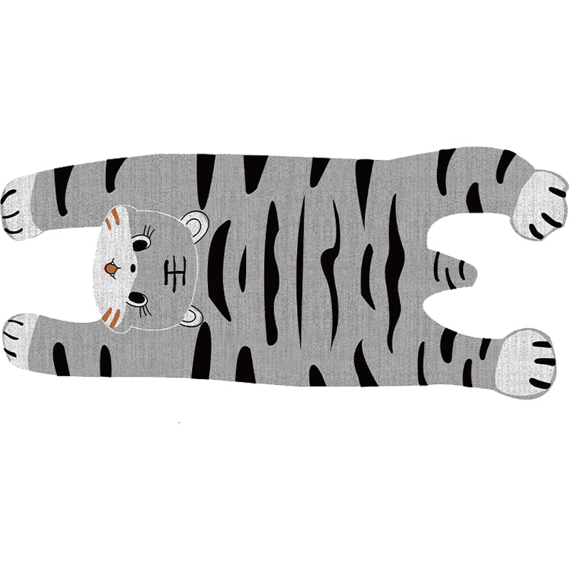 Gray and Yellow Irregular Carpet Children's Room Animal Tiger Pattern Rug Polyester Pet Friendly Carpet