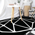 Black and White Bedroom Carpet Contemporary Geometric Pattern Rug Leather Pet Friendly Non-Slip Area Rug