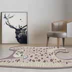 Kids Irregular Bedroom Carpet in Yellow and Purple Animal Leopard Pattern Rug Polyester Non-Slip Base Rug
