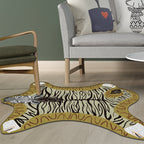 Unique Kids Irregular Carpet in Yellow and Grey Animal Zebra Pattern Carpet Polyester Washable Carpet for Children's Room