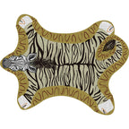 Unique Kids Irregular Carpet in Yellow and Grey Animal Zebra Pattern Carpet Polyester Washable Carpet for Children's Room