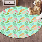 Unique Leaf Pattern Rug Green Children's Rug Polyester Washable Pet Friendly Non-Slip Carpet for Children's Room