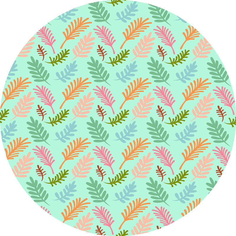Unique Leaf Pattern Rug Green Children's Rug Polyester Washable Pet Friendly Non-Slip Carpet for Children's Room
