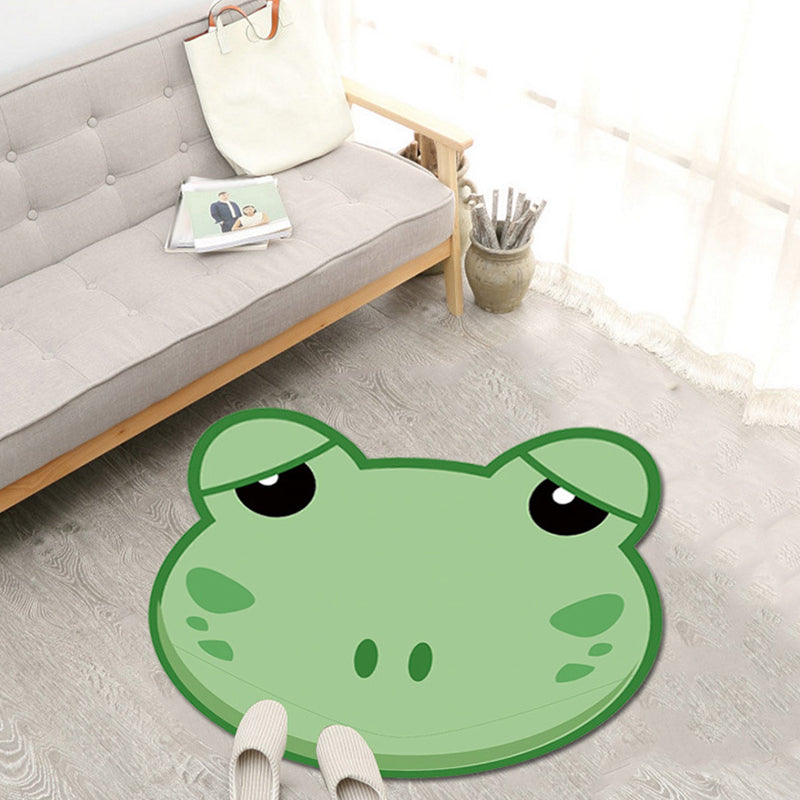 Unique Cartoon Animal Pattern Rug Green and Pink Children's Rug Polyester Pet Friendly Washable Non-Slip Back Rug for the Children's Room