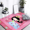 Cute Cartoon Character Pattern Rug Pink Kids Rug Polyester Washable Pet Friendly Non-Slip Rug for the Nursery