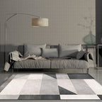 Nordic Geometric Pattern Rug Gray and Black Modern Rug Polyester Washable Pet-Friendly Non-Slip Rug for the Living Room