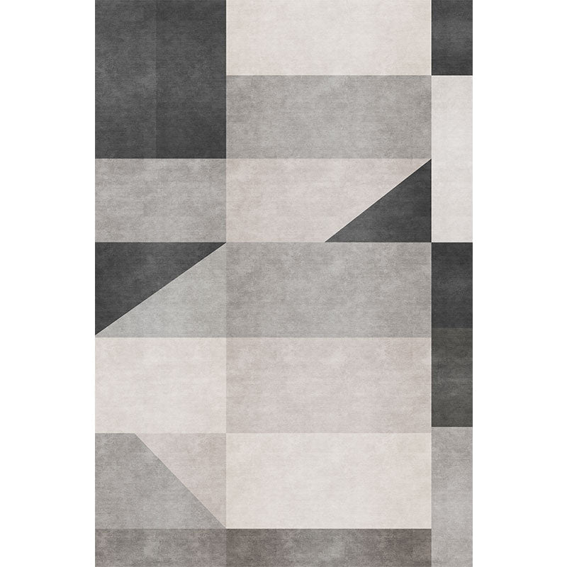 Nordic Geometric Pattern Rug Gray and Black Modern Rug Polyester Washable Pet-Friendly Non-Slip Rug for the Living Room