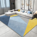 Simple color block carpet with striped pattern blue and yellow polyester carpet washable pet-friendly non-slip carpet for the living room