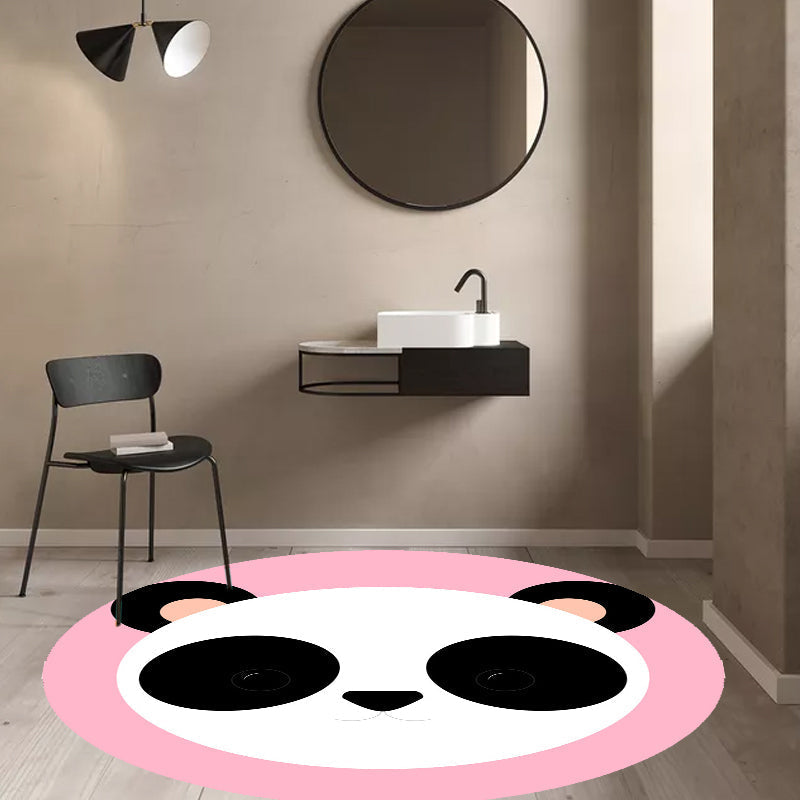 Kids Cartoon Animal Pattern Rug Blue and Pink Polyester Rug Washable Pet Friendly Non-Slip Rug for the Children's Room