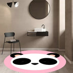 Kids Cartoon Animal Pattern Rug Blue and Pink Polyester Rug Washable Pet Friendly Non-Slip Rug for the Children's Room