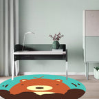 Kids Cartoon Animal Pattern Rug Blue and Pink Polyester Rug Washable Pet Friendly Non-Slip Rug for the Children's Room