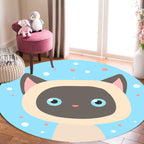 Kids Cartoon Animal Pattern Rug Blue and Pink Polyester Rug Washable Pet Friendly Non-Slip Rug for the Children's Room