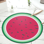 Unique Watermelon Pattern Rug Red and Green Kids Rug Polyester Washable Pet Friendly Non-Slip Carpet for Children's Room