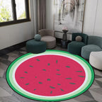 Unique Watermelon Pattern Rug Red and Green Kids Rug Polyester Washable Pet Friendly Non-Slip Carpet for Children's Room
