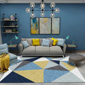 New Arrival Color Block Geometric Pattern Rug Blue Polyester Rug Washable Pet-Friendly Non-Slip Rug for the Living Room
