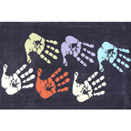 Kids Handprint Pattern Rug Black and Apricot Polyester Rug Washable Pet-Friendly Non-Slip Area Rug for the Kids' Room