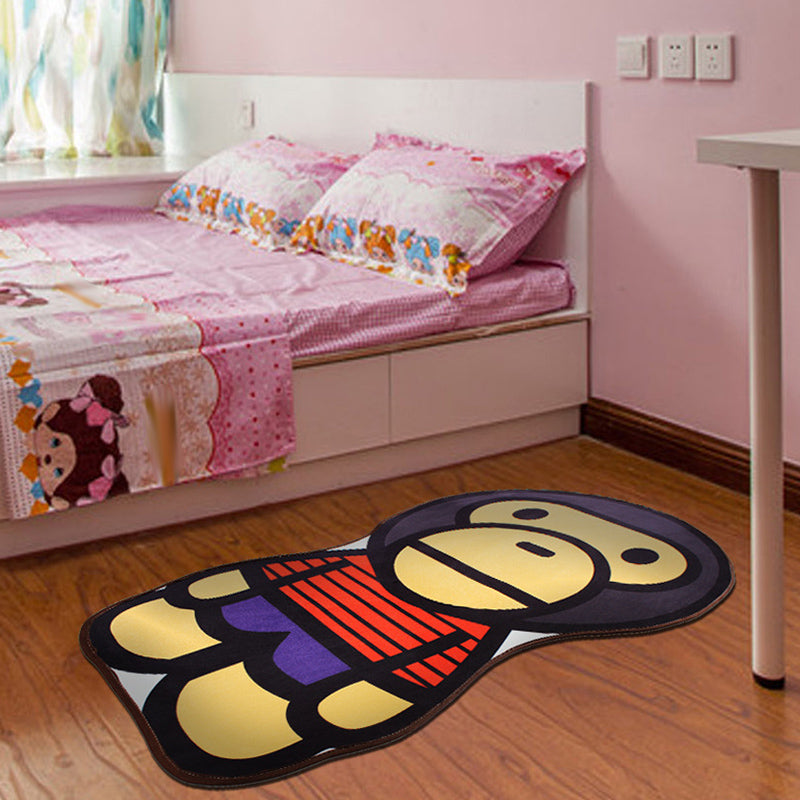 Stylish Cartoon Character Pattern Rug Multicolored Kids Rug Polyester Washable Pet-Friendly Non-Slip Rug for the Children's Room