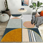 Modern striped rug Multicolored Polyester rug Washable Non-slip Pet-friendly rug for the living room