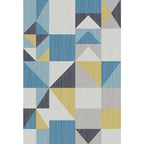 Blue and gray modernist rug polyester geometric pattern rug pet-friendly washable non-slip backing rug for the living room