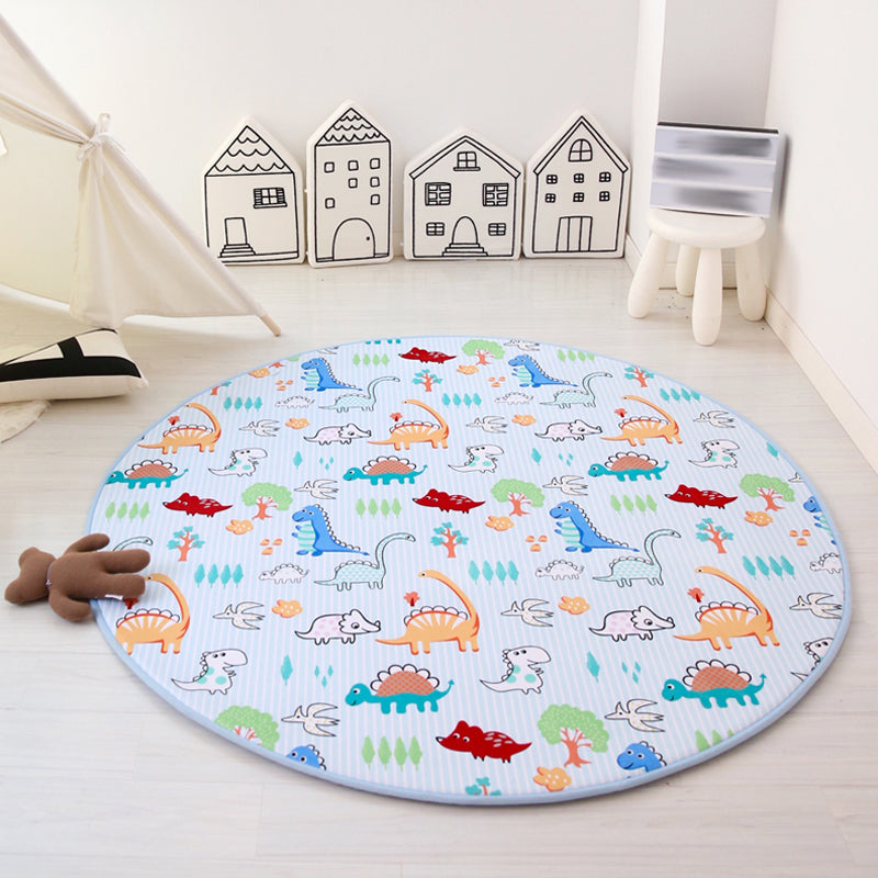 Unique Animal Pattern Rug Pink and Blue Kids Rug Polyester Pet Friendly Washable Non-Slip Back Area Rug for Children's Room