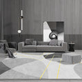 Unique abstract rug blue and gray contemporary rug polyester pet-friendly washable rug for the living room