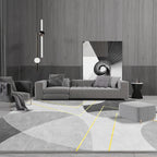 Unique abstract rug blue and gray contemporary rug polyester pet-friendly washable rug for the living room