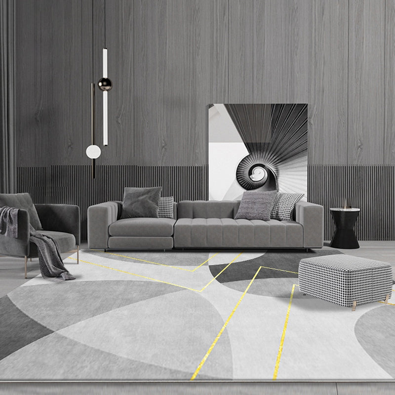 Unique abstract rug blue and gray contemporary rug polyester pet-friendly washable rug for the living room