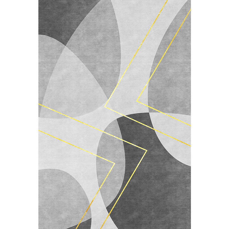 Unique abstract rug blue and gray contemporary rug polyester pet-friendly washable rug for the living room