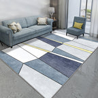 Blue Modernist Carpet Polyester Color Block Carpet Pet Friendly Machine Washable Non-Slip Back Carpet for the Living Room