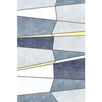 Blue Modernist Carpet Polyester Color Block Carpet Pet Friendly Machine Washable Non-Slip Back Carpet for the Living Room