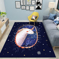 Colorful Cartoon Animal Pattern Area Rug Pink and Blue Children Rug Polyester Pet-Friendly Washable Non-Slip Back Area Rug for Daycare