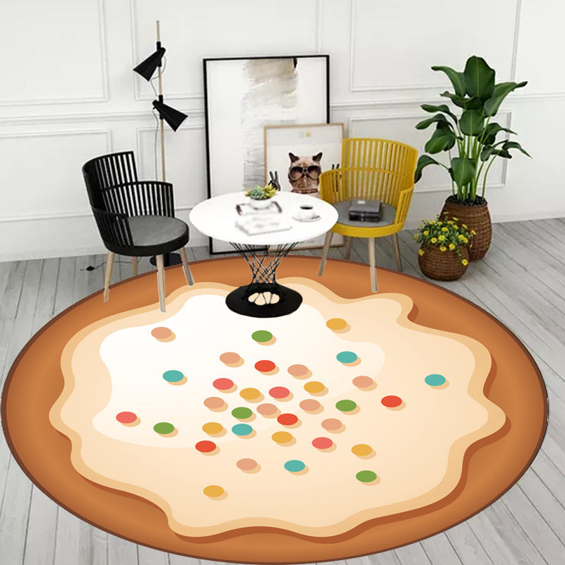 Novelty Cake Pattern Rug Brown and Purple Kids Rug Polyester Pet Friendly Washable Area Rug for the Children's Room