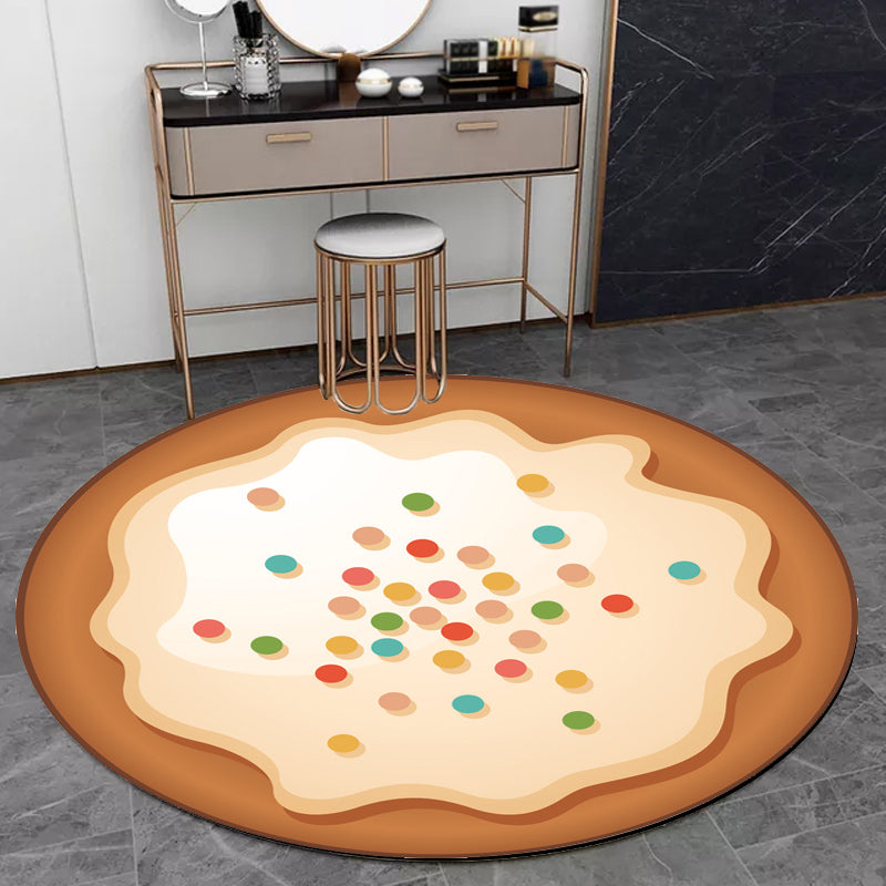 Novelty Cake Pattern Rug Brown and Purple Kids Rug Polyester Pet Friendly Washable Area Rug for the Children's Room