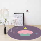 Novelty Cake Pattern Rug Brown and Purple Kids Rug Polyester Pet Friendly Washable Area Rug for the Children's Room