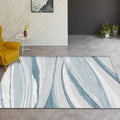 Nordic Brush Stroke Pattern Carpet Blue Polyester Carpet Washable Pet-Friendly Non-Slip Carpet for the Living Room