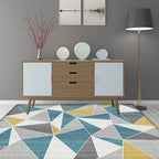 Unusual geometric pattern rug Blue and Gray Modern rug Polyester Washable Pet-friendly non-slip rug for the living room