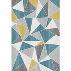Unusual geometric pattern rug Blue and Gray Modern rug Polyester Washable Pet-friendly non-slip rug for the living room