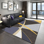 Stylish Colorblock Rug Black and Purple Modern Rug Polyester Washable Pet-Friendly Non-Slip Rug for Living Room
