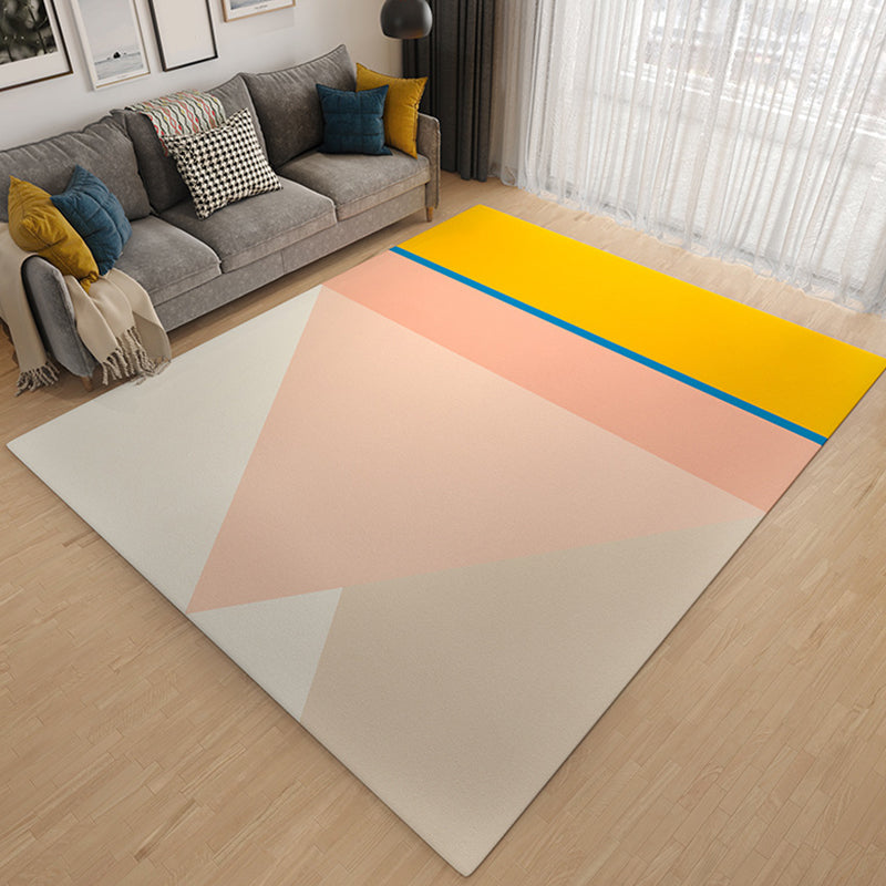 Multicolor Simplicity Rug Flannel Color Block Rug Pet Friendly Washable Anti-Slip Back Rug for Living Room
